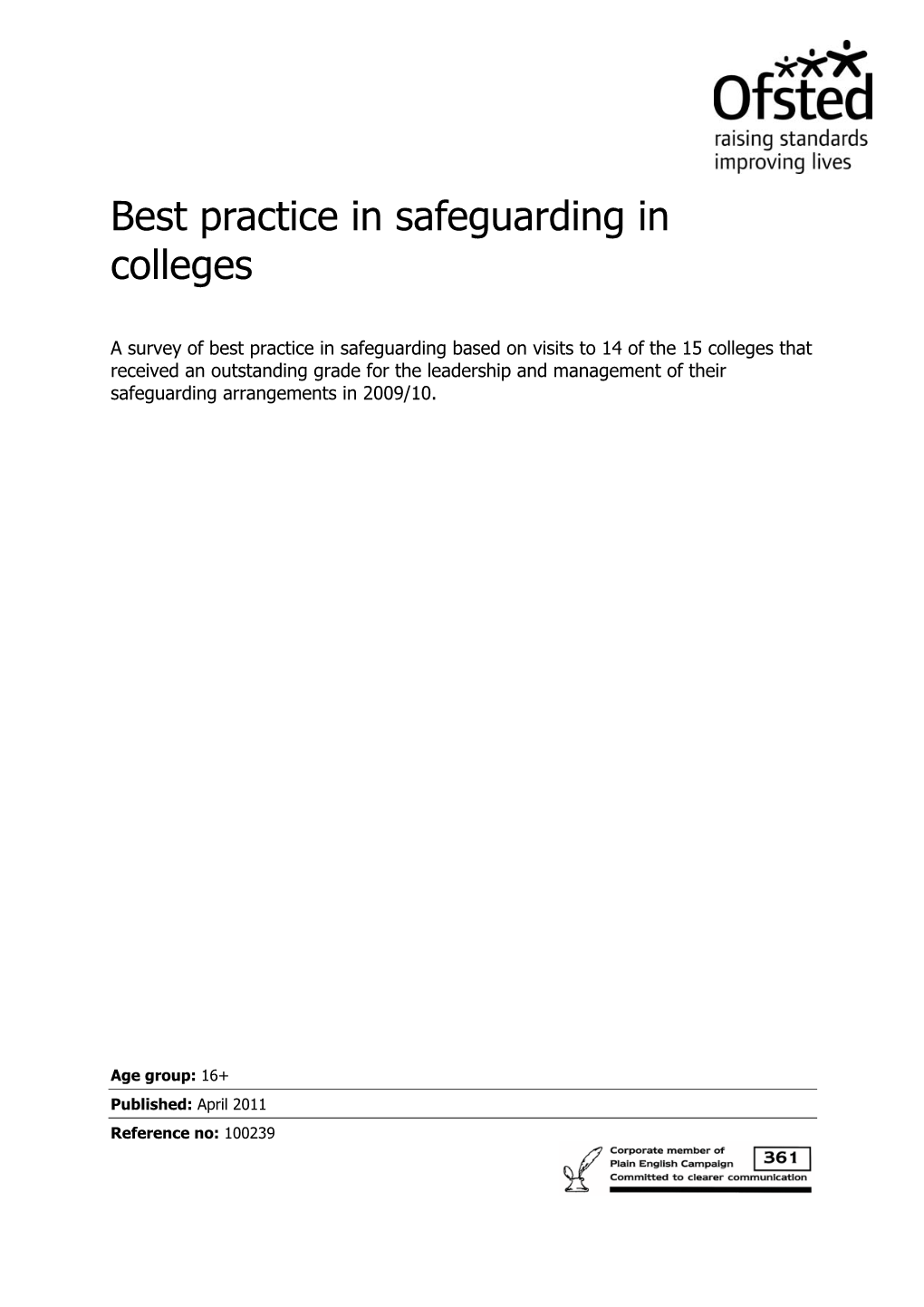 Best Practice in Safeguarding in Colleges