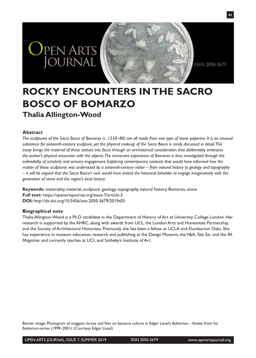 ROCKY ENCOUNTERS in the SACRO BOSCO of BOMARZO Thalia Allington-Wood