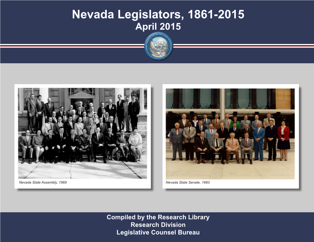 Nevada Legislators, 1861-2015 April 2015