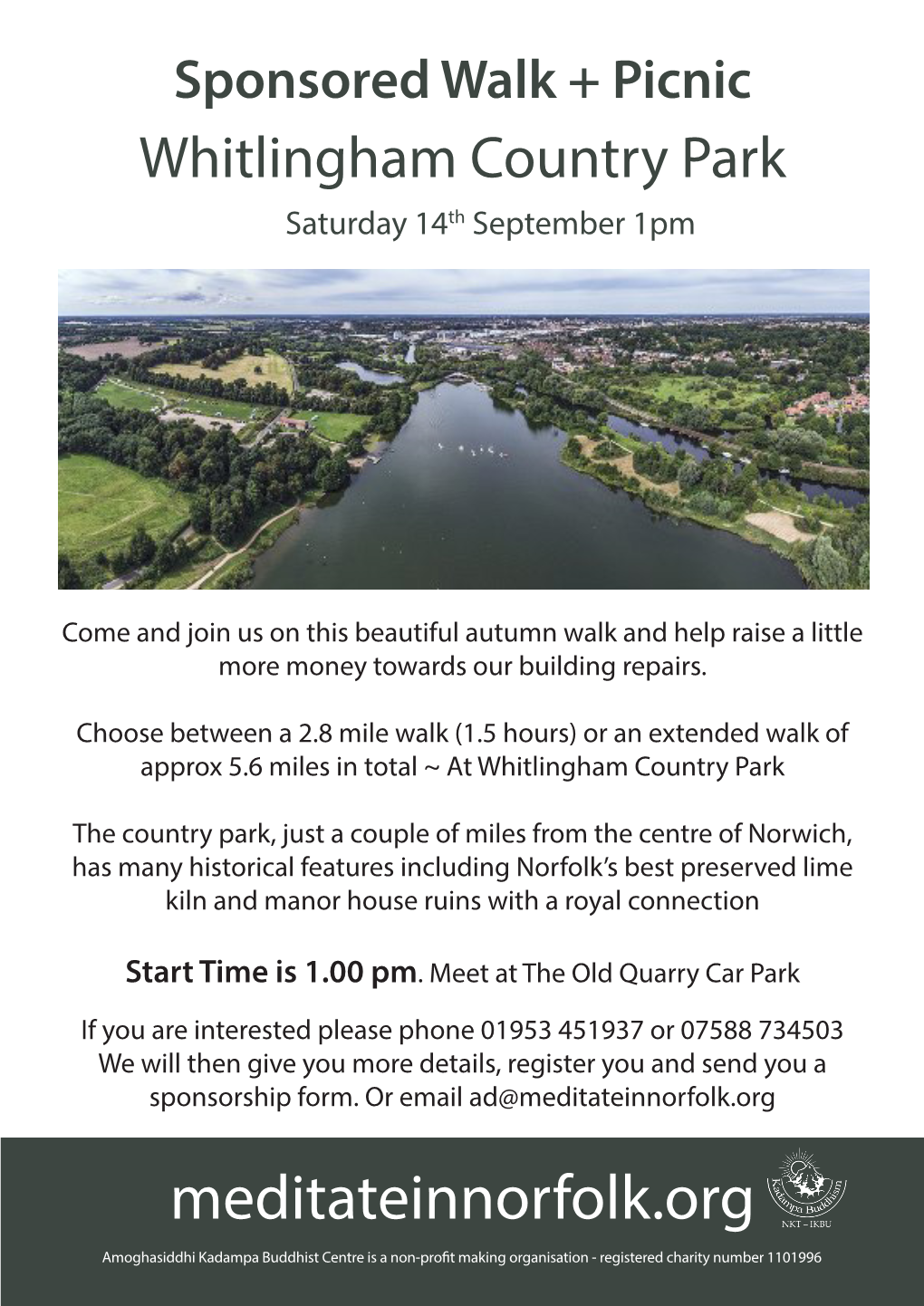 Sponsored Walk + Picnic Whitlingham Country Park Saturday 14Th September 1Pm