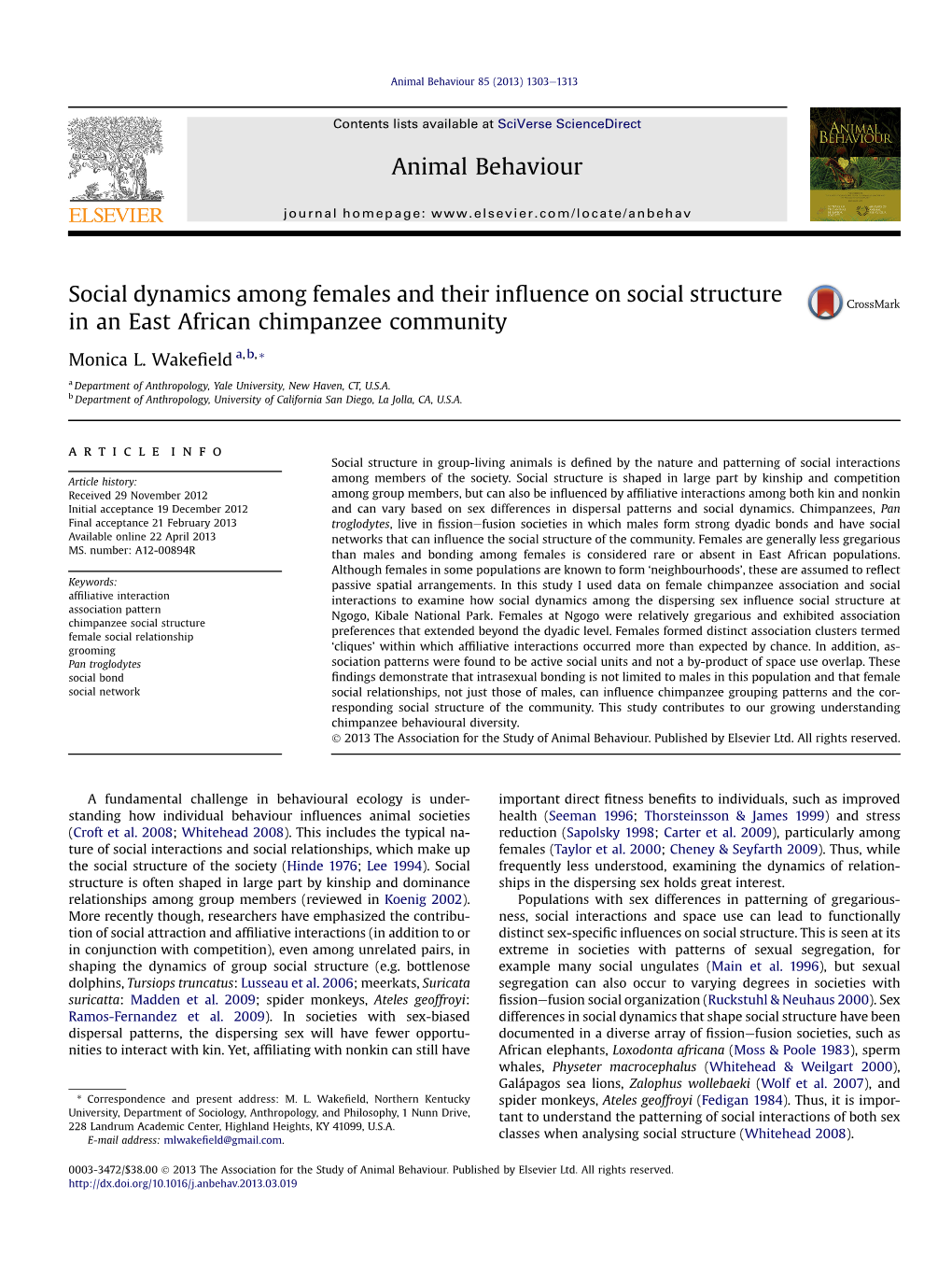 Social Dynamics Among Females and Their Influence on Social Structure in an East African Chimpanzee Community