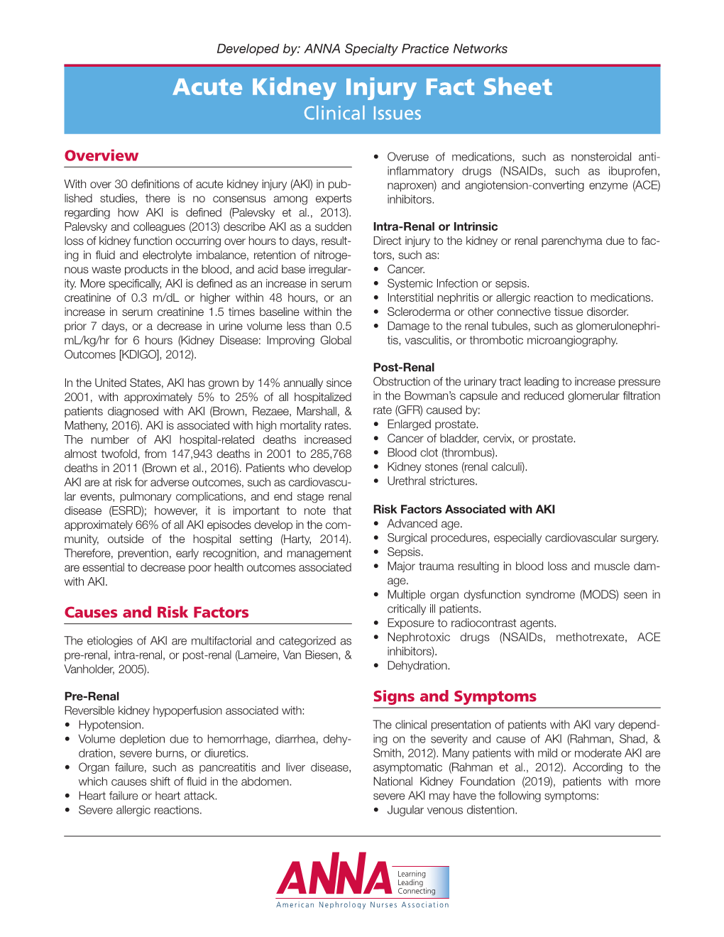 Acute Kidney Injury Fact Sheet Clinical Issues