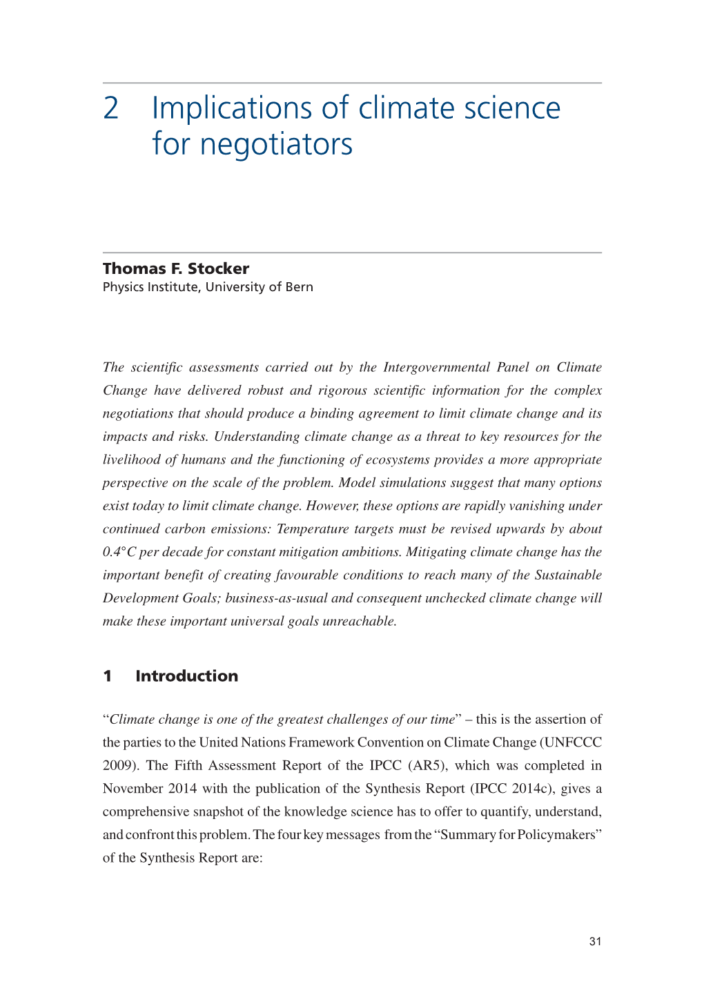 Implications of Climate Science for Negotiators