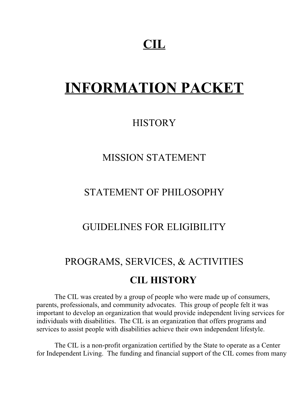 Information Packet