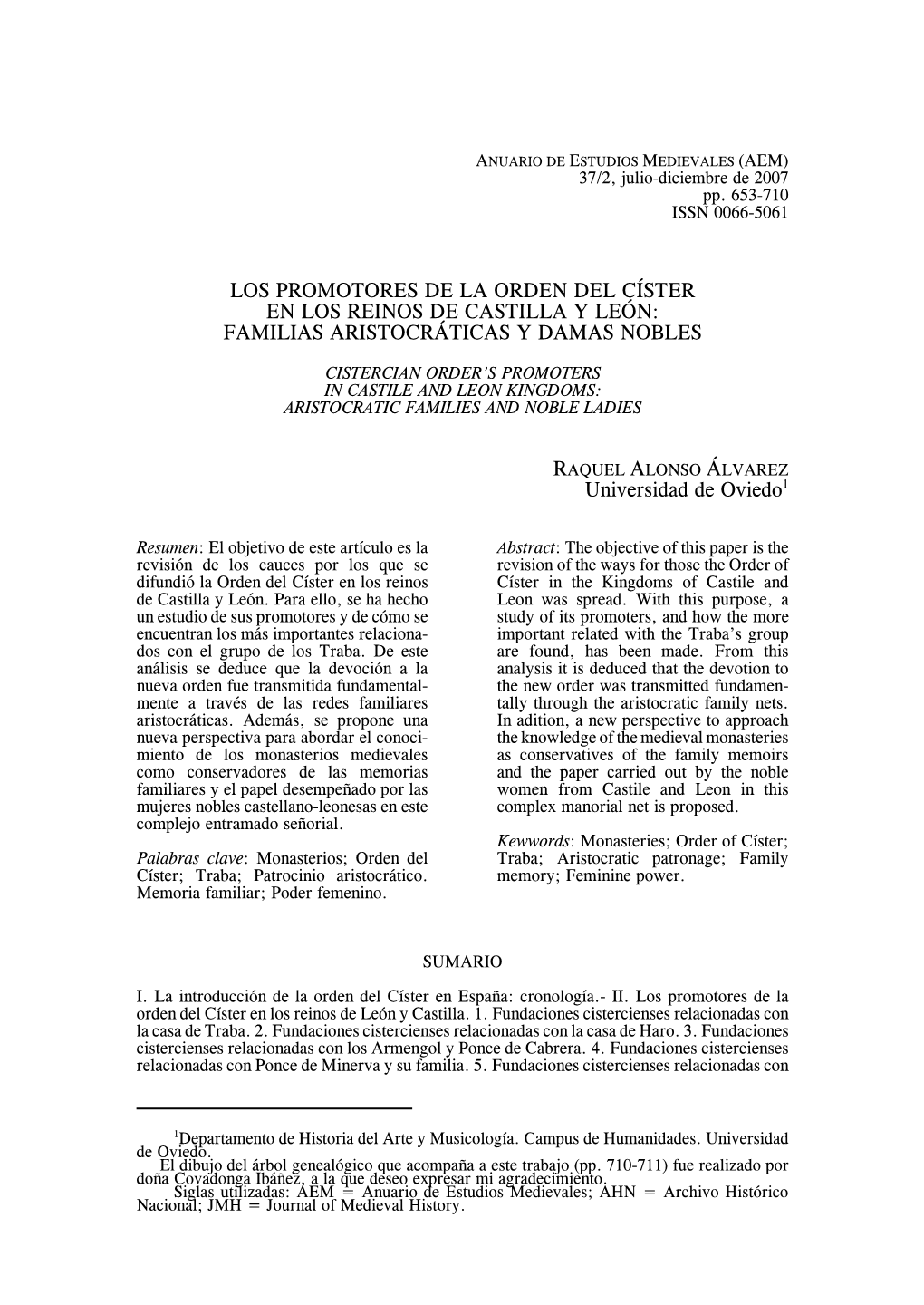 Los Promotores De La Orden Del Císter En Los Reinos De Castilla Y León: Familias Aristocráticas Y Damas Nobles