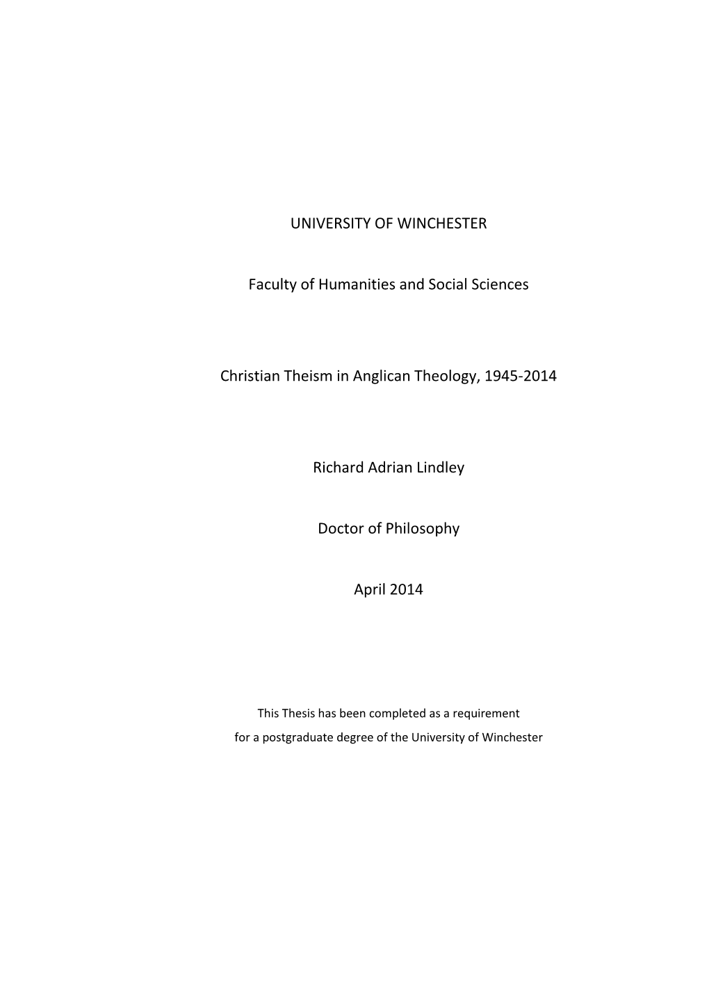 R a Lindley Final Thesis, 2014