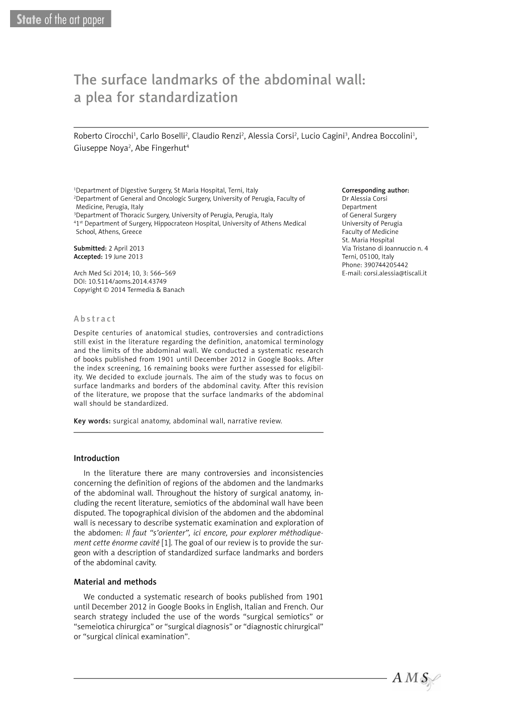 The Surface Landmarks of the Abdominal Wall: a Plea for Standardization