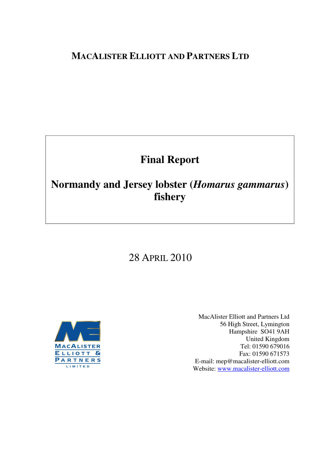 Final Report Normandy and Jersey Lobster