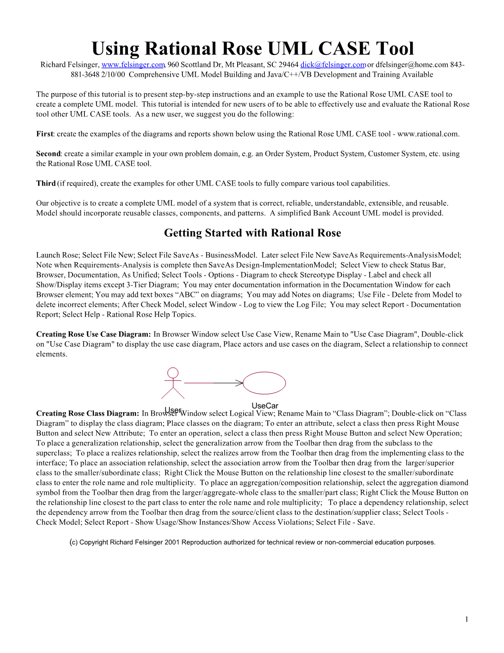 Using Rational Rose UML CASE Tool