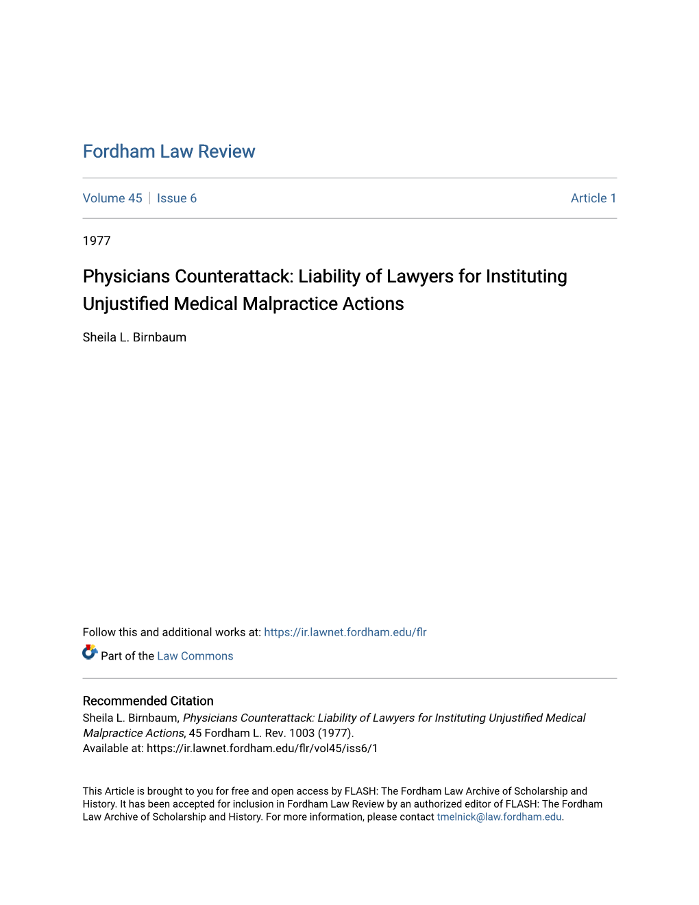 Liability of Lawyers for Instituting Unjustified Medical Malpractice Actions