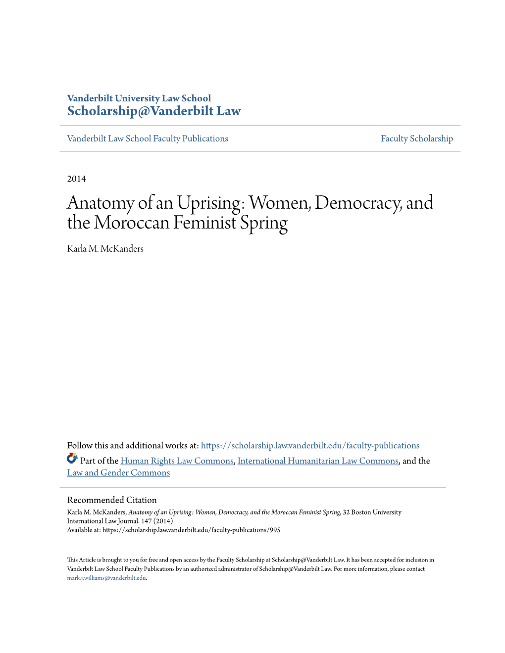 Women, Democracy, and the Moroccan Feminist Spring Karla M