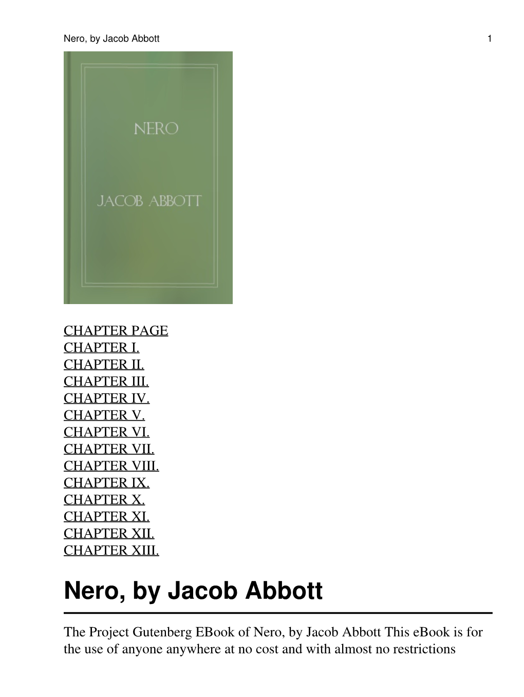 Nero, by Jacob Abbott 1