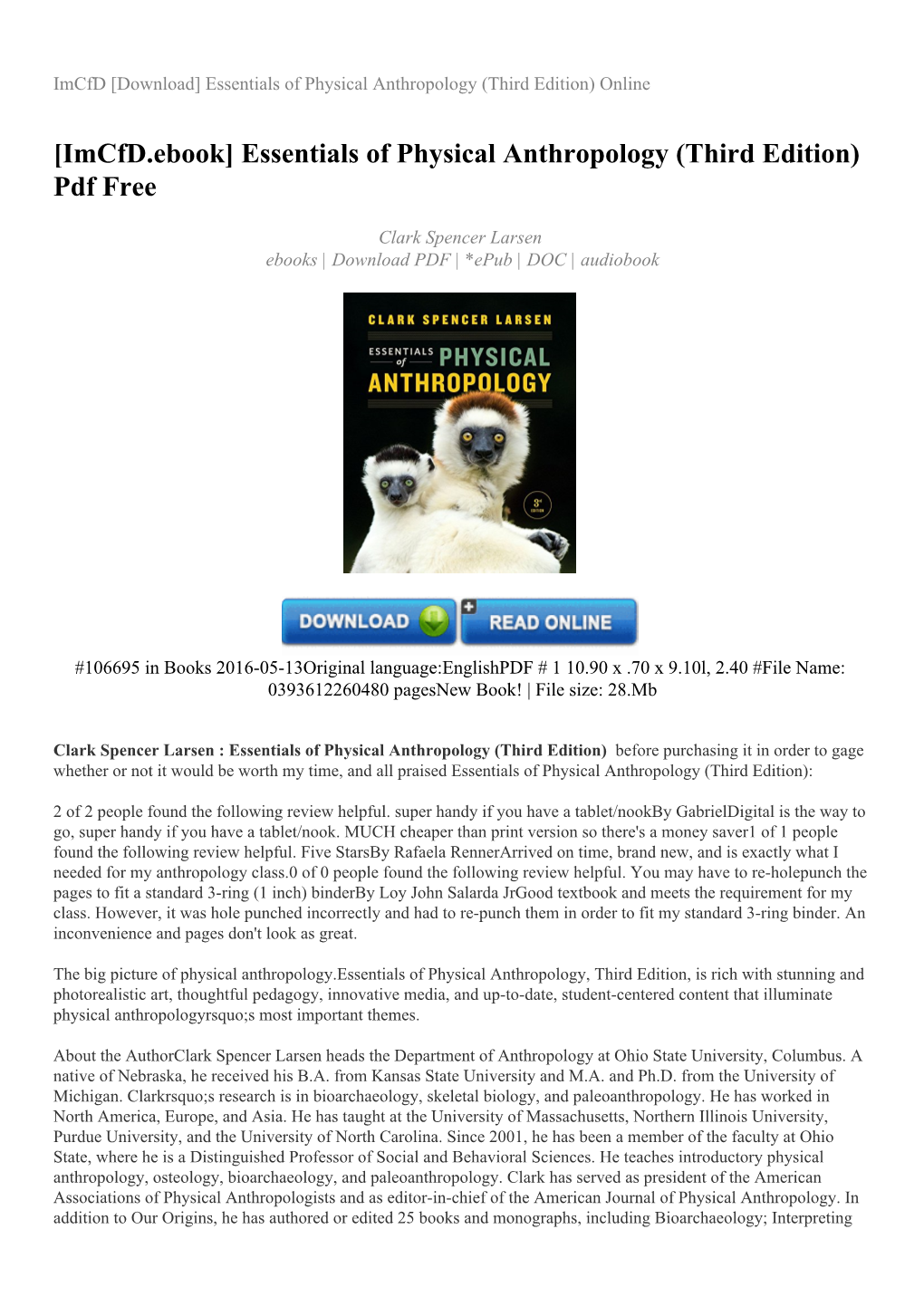 Essentials of Physical Anthropology (Third Edition) Online