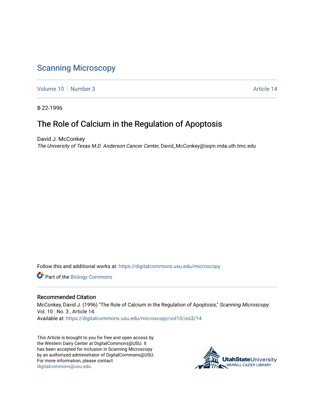 The Role of Calcium in the Regulation of Apoptosis