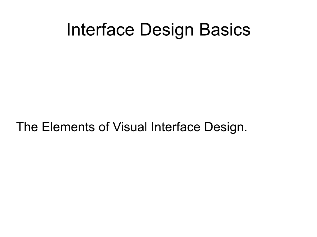 Interface Design Basics
