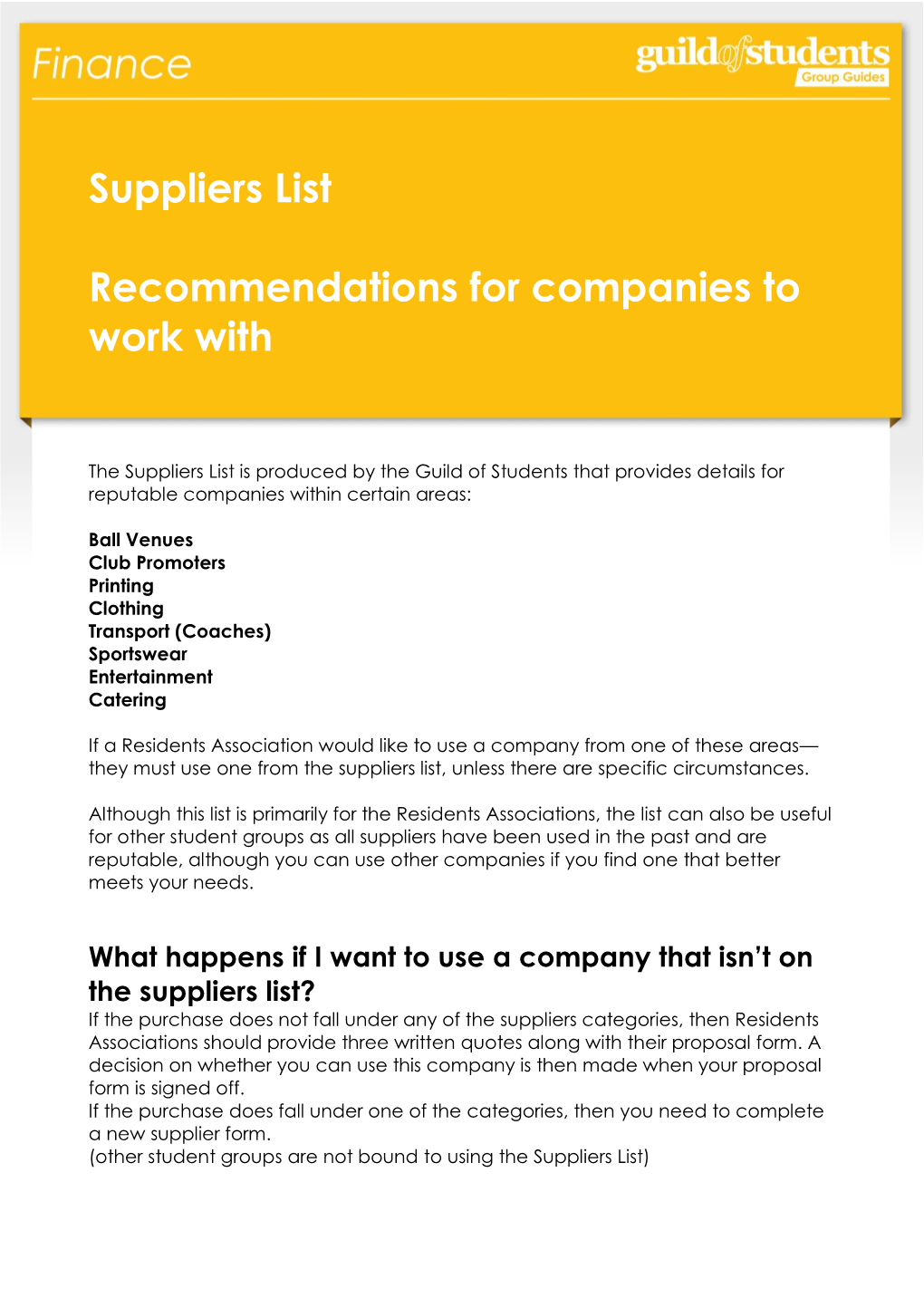 Suppliers List Recommendations for Companies to Work With