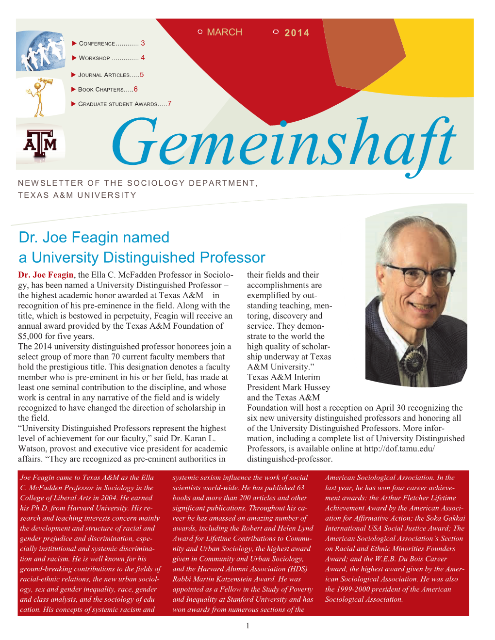 Dr. Joe Feagin Named a University Distinguished Professor Dr