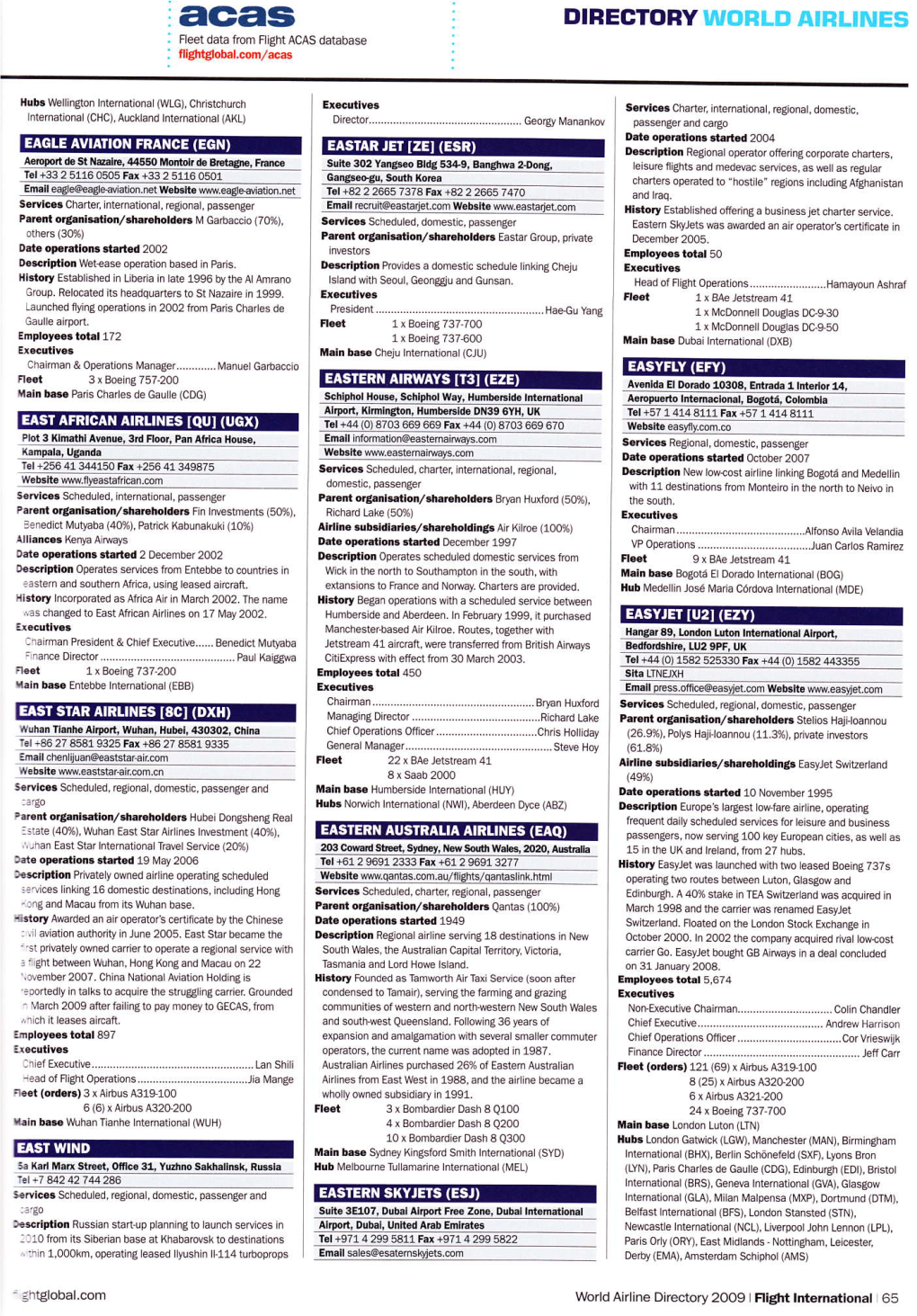 DIRECTORY WORLD AIRLINES Fleet Data from Flight ACAS Database F Lightglobal.Comlacas