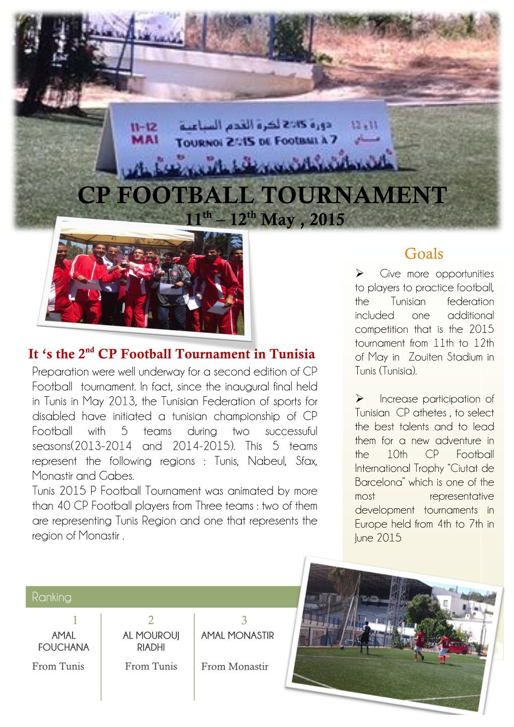 CP FOOTBALL TOURNAMENT 11Th – 12Th May , 2015