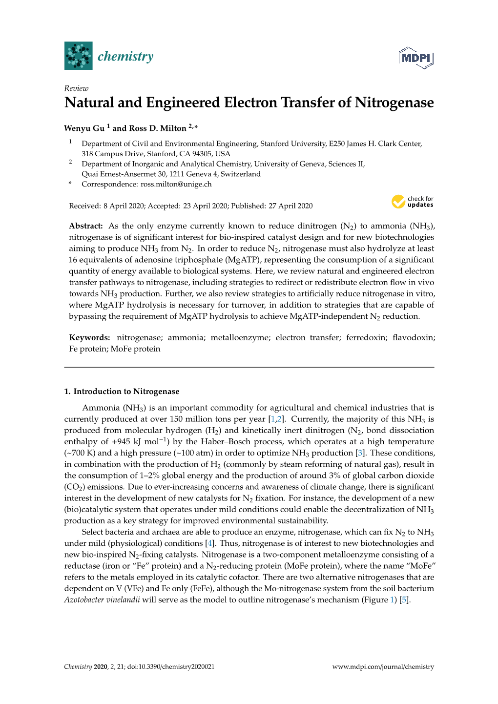 Natural and Engineered Electron Transfer of Nitrogenase