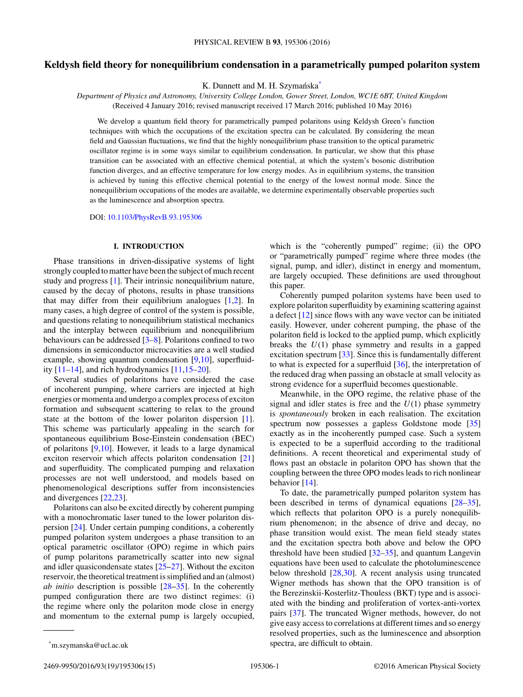 Keldysh Field Theory for Nonequilibrium Condensation in a Parametrically