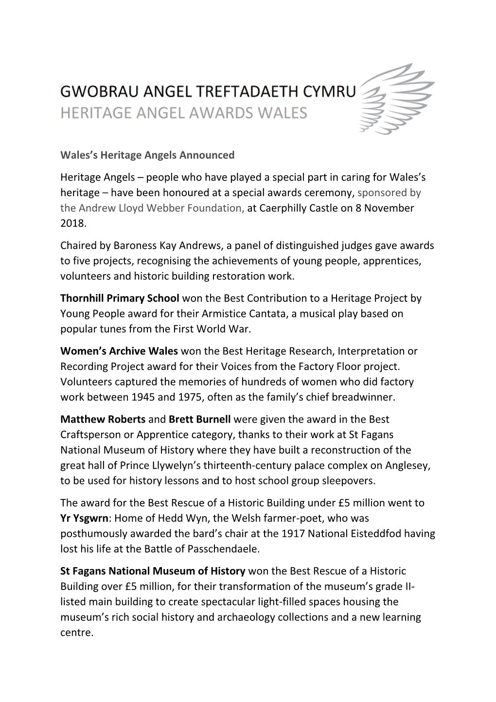 People Who Have Played a Special Part in Caring for Wales's Heritage