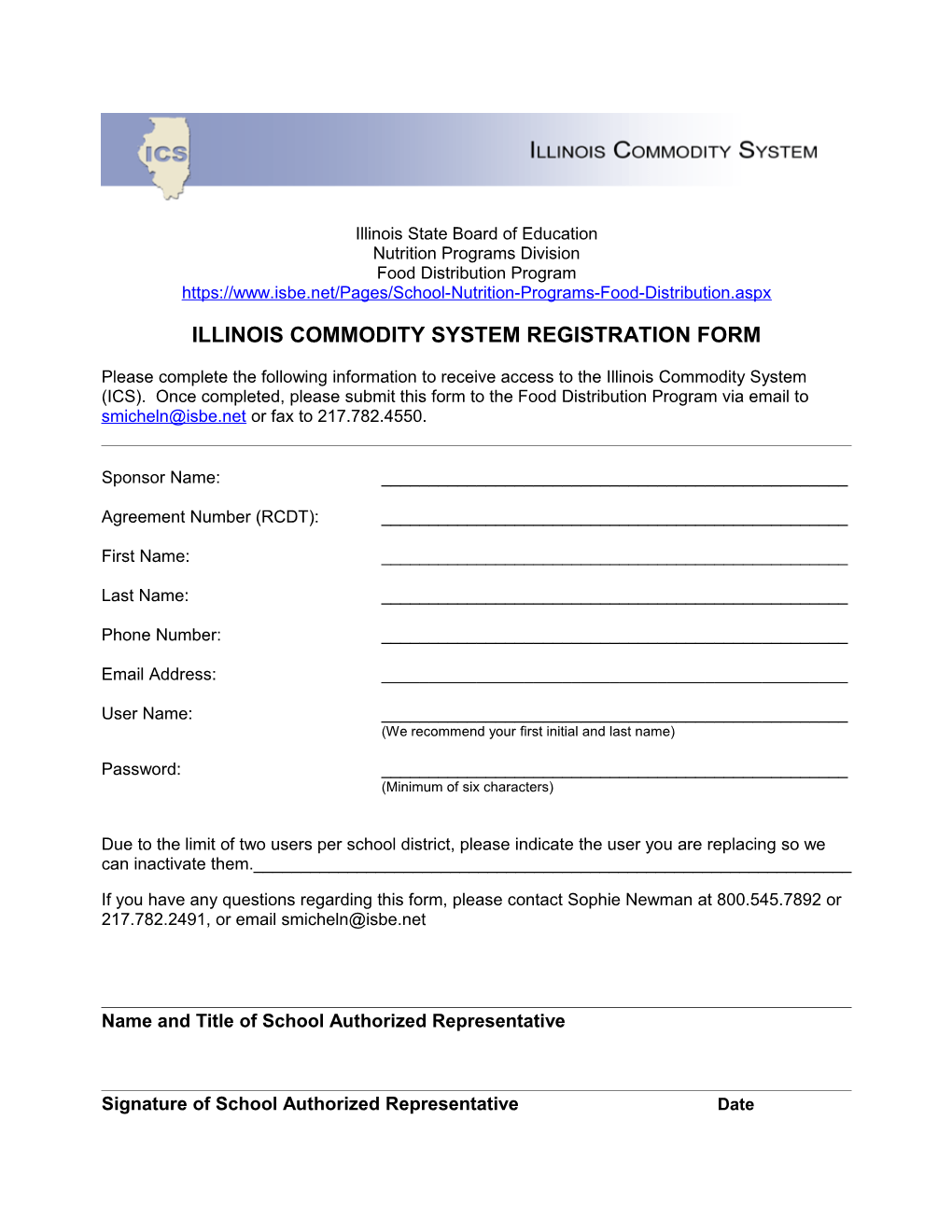 ICS New User Registration Form