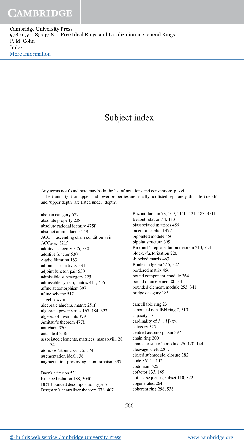 Subject Index