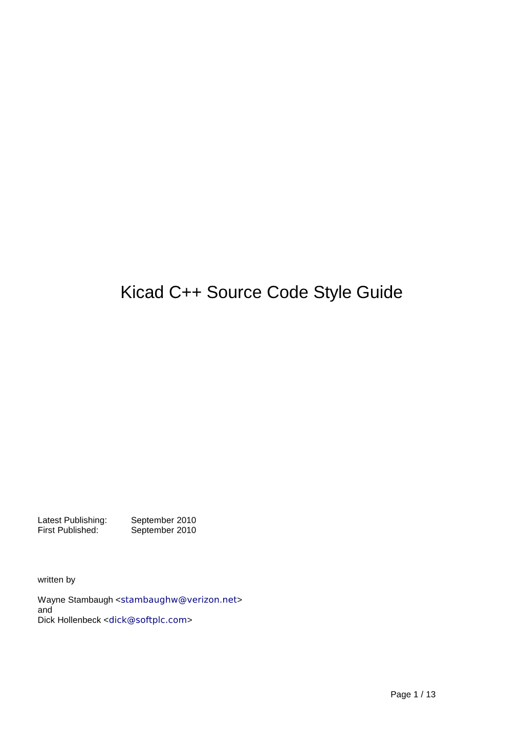 Kicad C++ Source Code Style Guide