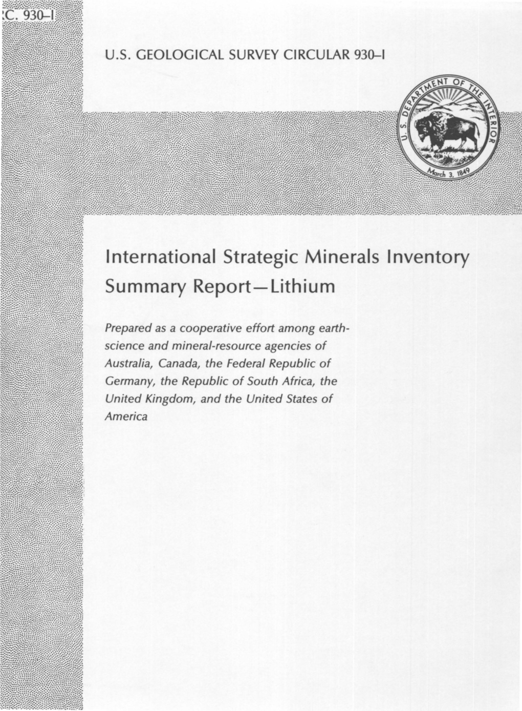 International Strategic Minerals Inventory Summary Report-Lithium
