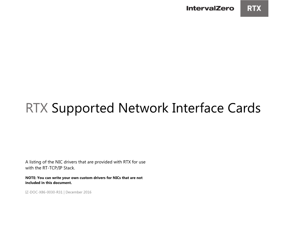 RTX Supported Network Interface Cards