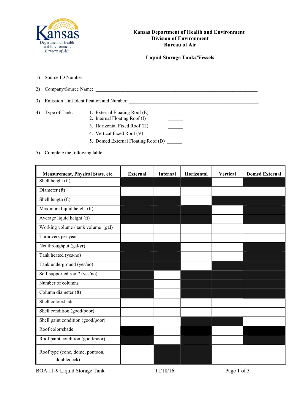 BOA 11-9 Liquid Storage Tank 11/18/16 Page 1 of 3 Kansas