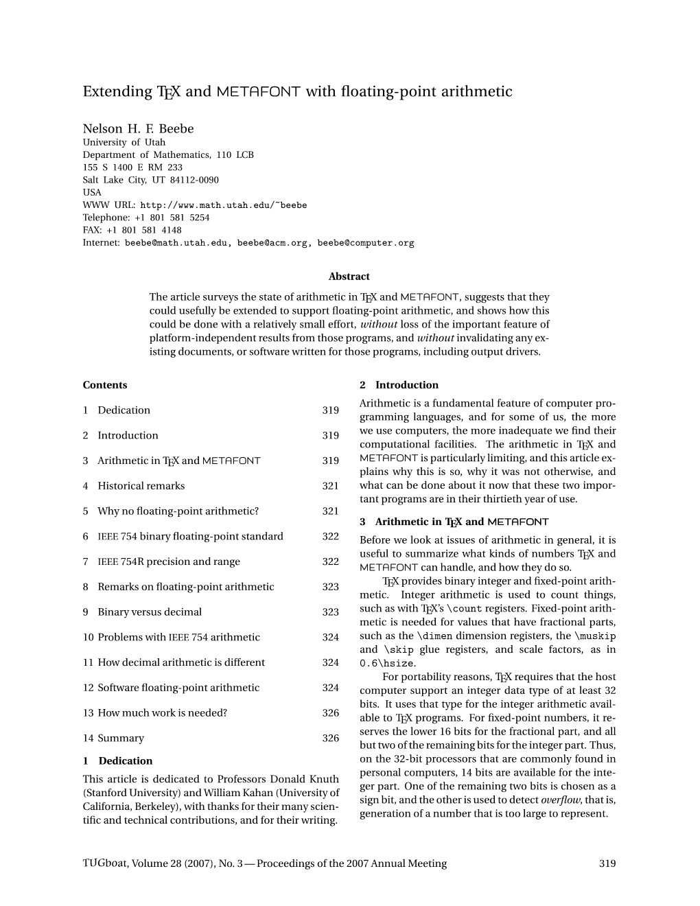 Extending TEX and Metafont with Floating-Point Arithmetic