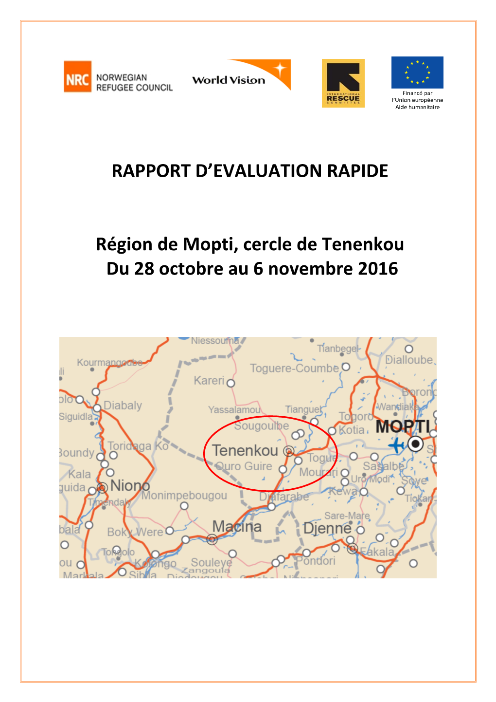 RAPPORT D'evaluation RAPIDE Région De Mopti, Cercle De