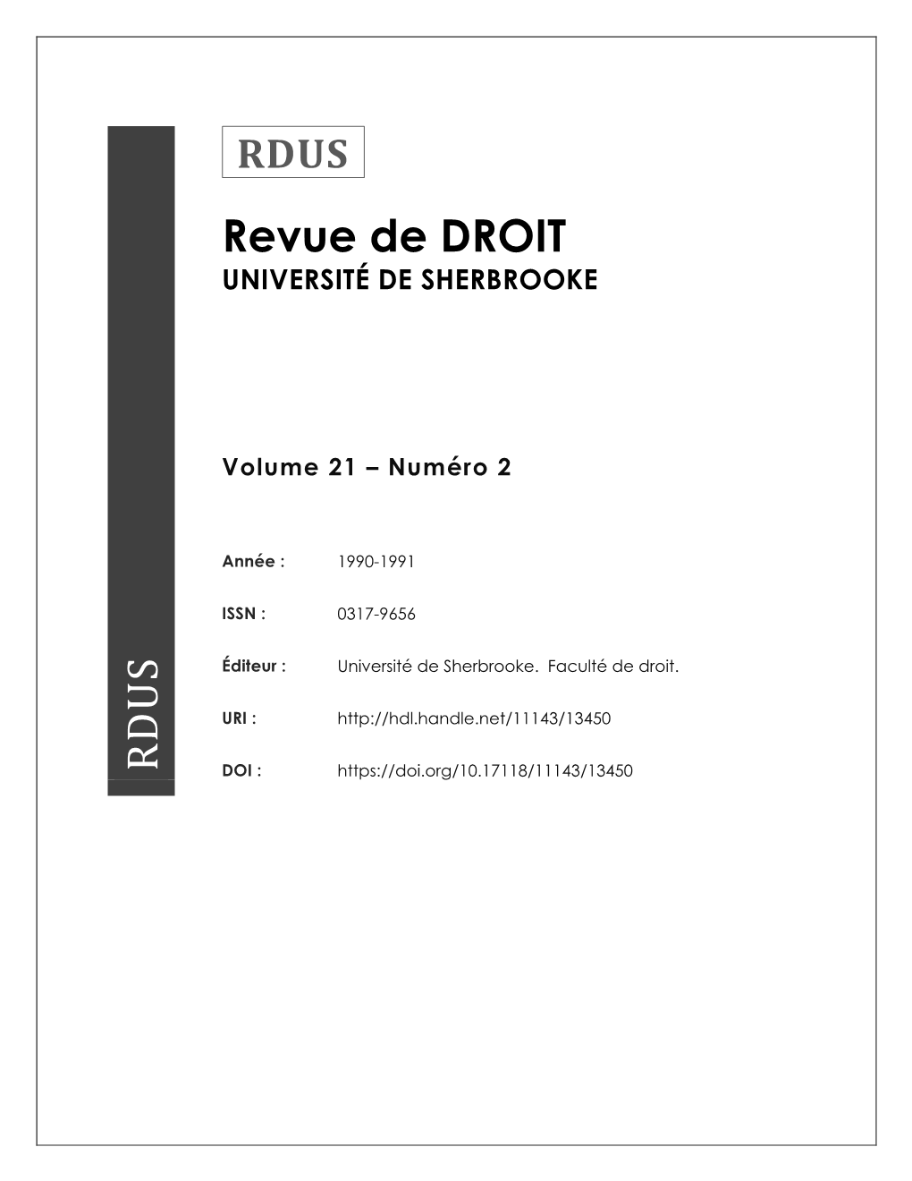 RD U S Revue De DROIT