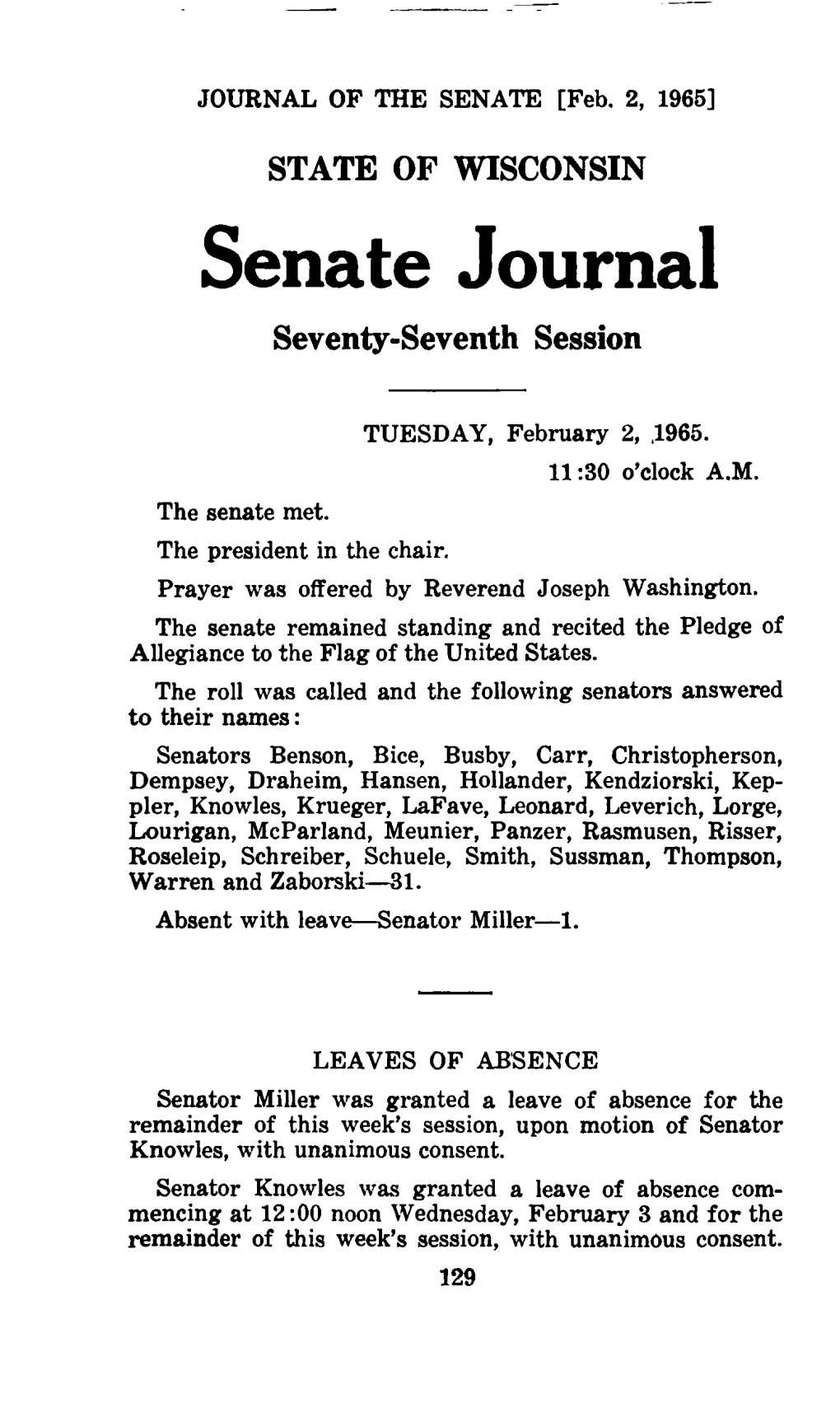 Senate Journal Seventy-Seventh Session