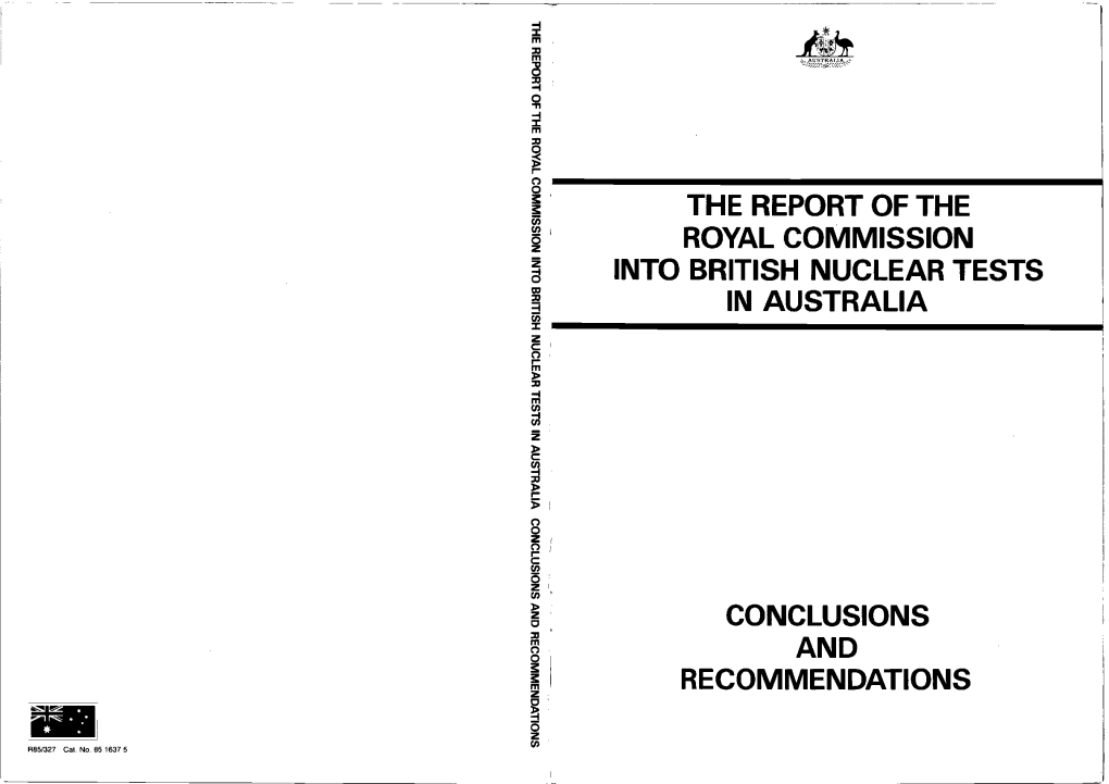 Royal Commission ~ Into British Nuclear Tests ~ in Australia