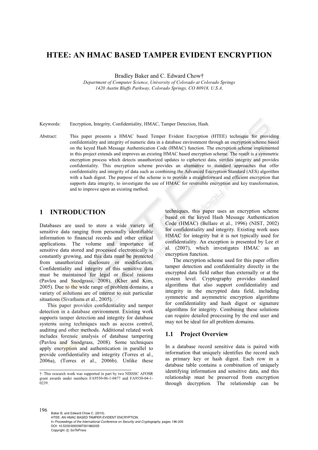 Htee: an Hmac Based Tamper Evident Encryption