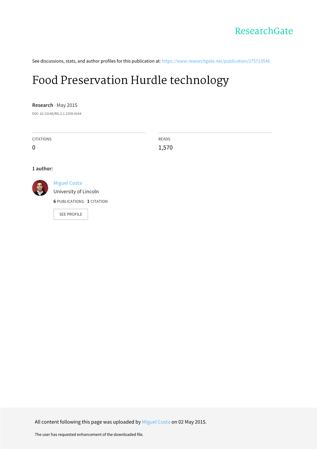 Food Preservation Hurdle Technology