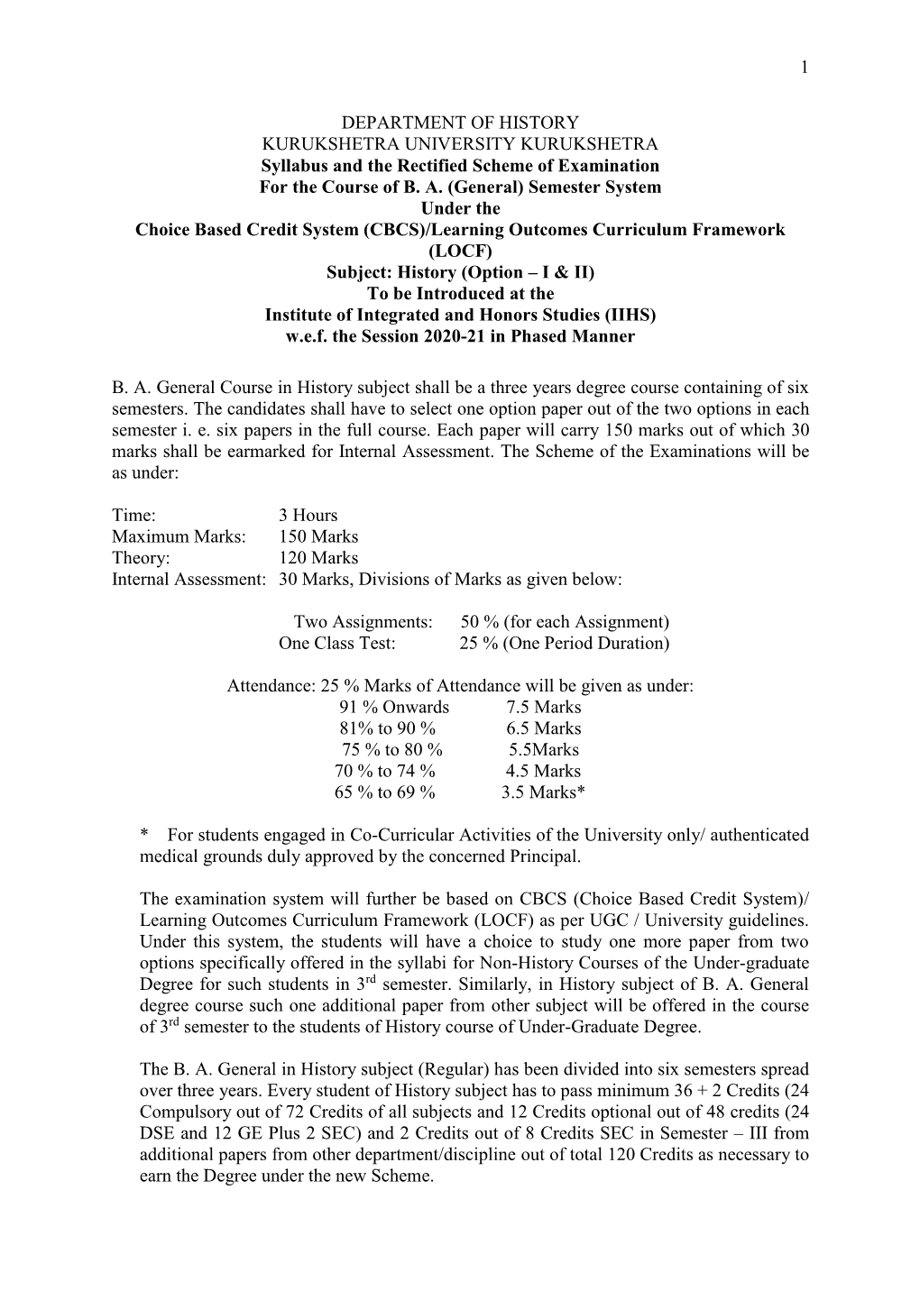 Rectified Scheme of Examination and Syllabus