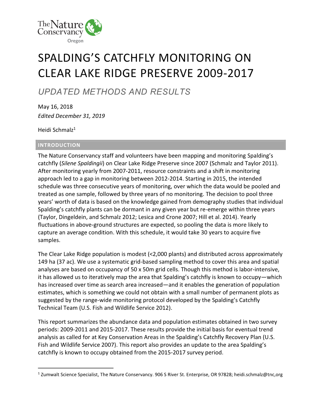 Spalding's Catchfly Monitoring on Clear Lake