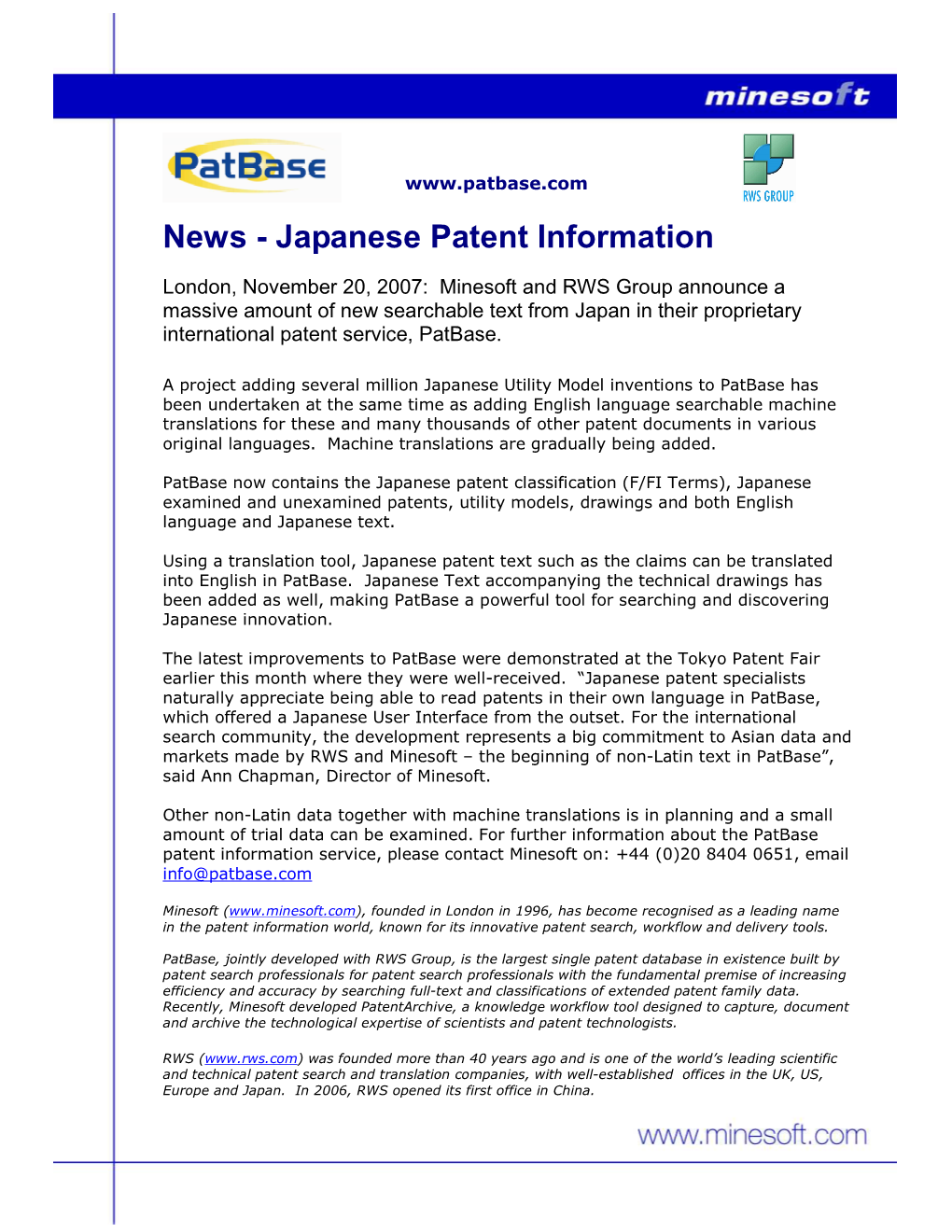 Japanese Patent Information