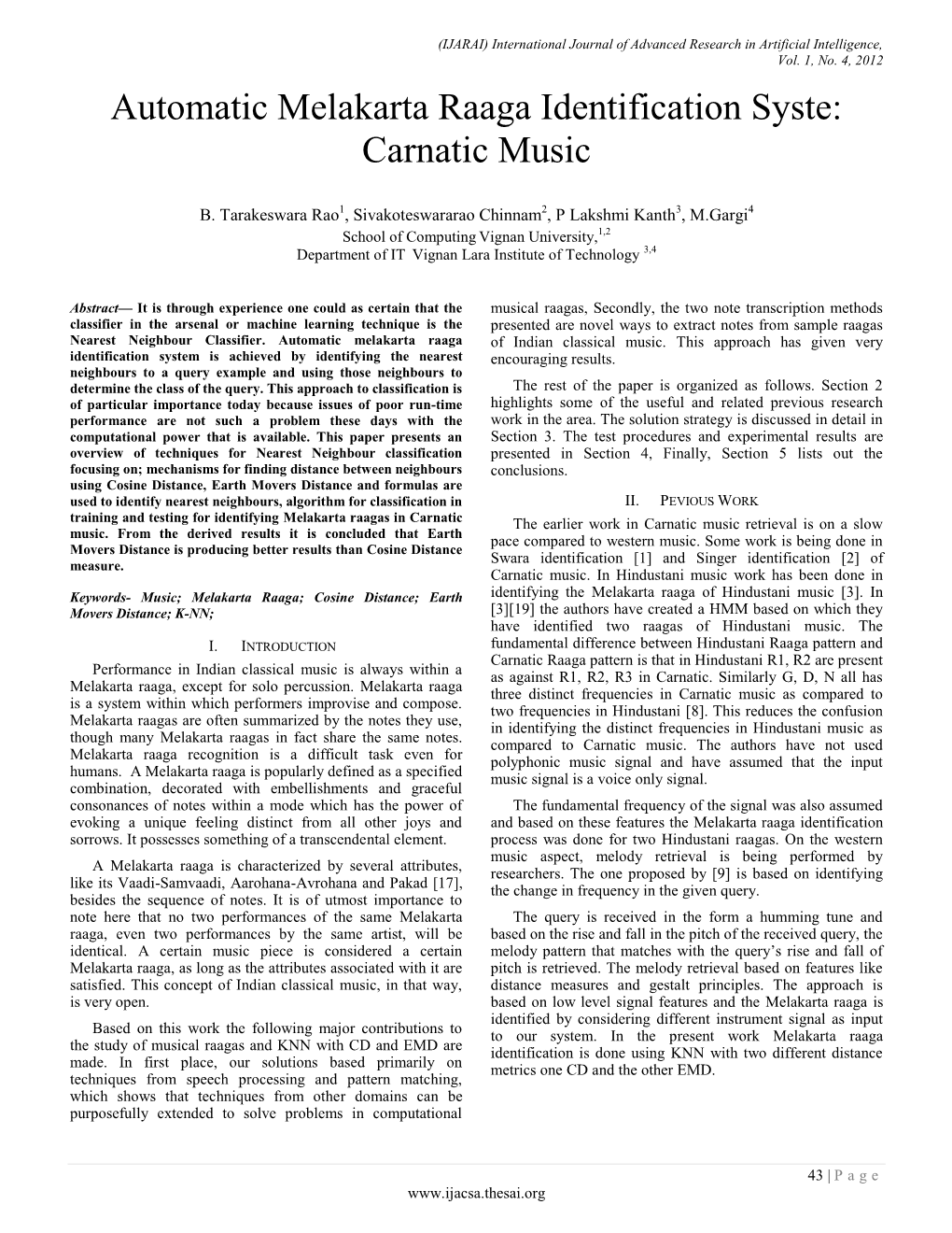 Automatic Melakarta Raaga Identification Syste Carnatic Music