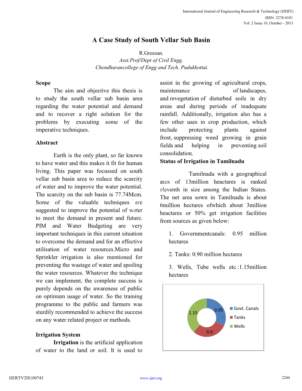 A Case Study of South Vellar Sub Basin