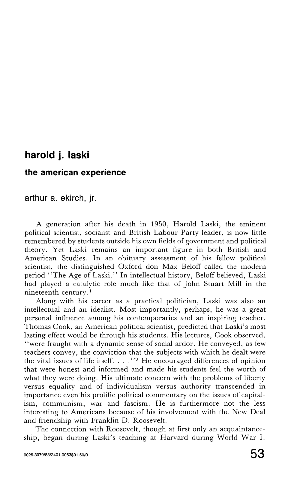 Harold J . Laski