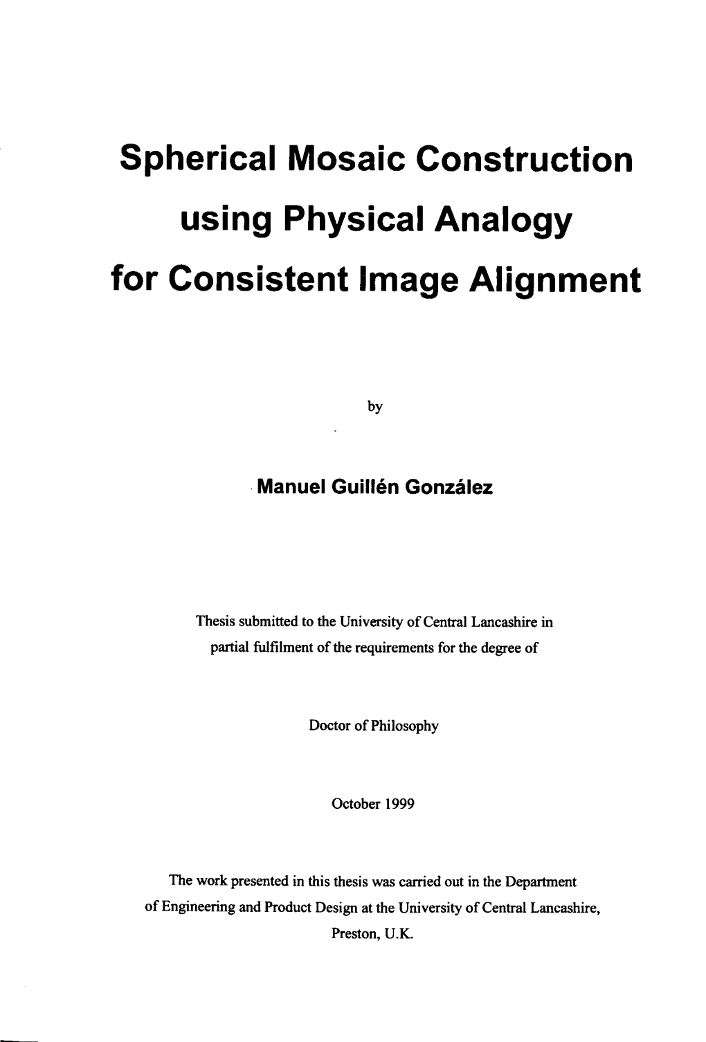 Spherical Mosaic Construction Using Physical Analogy for Consistent Image Alignment