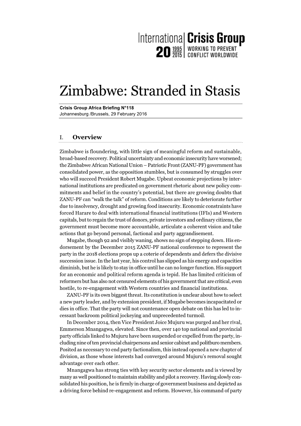 Zimbabwe: Stranded in Stasis
