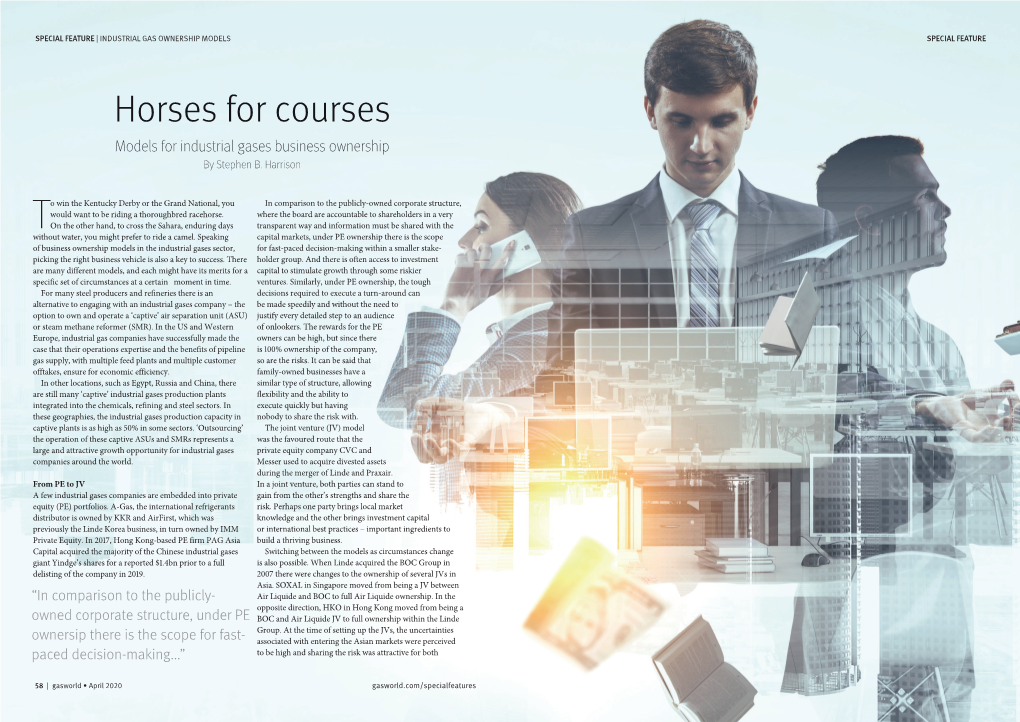 Horses for Courses Models for Industrial Gases Business Ownership by Stephen B