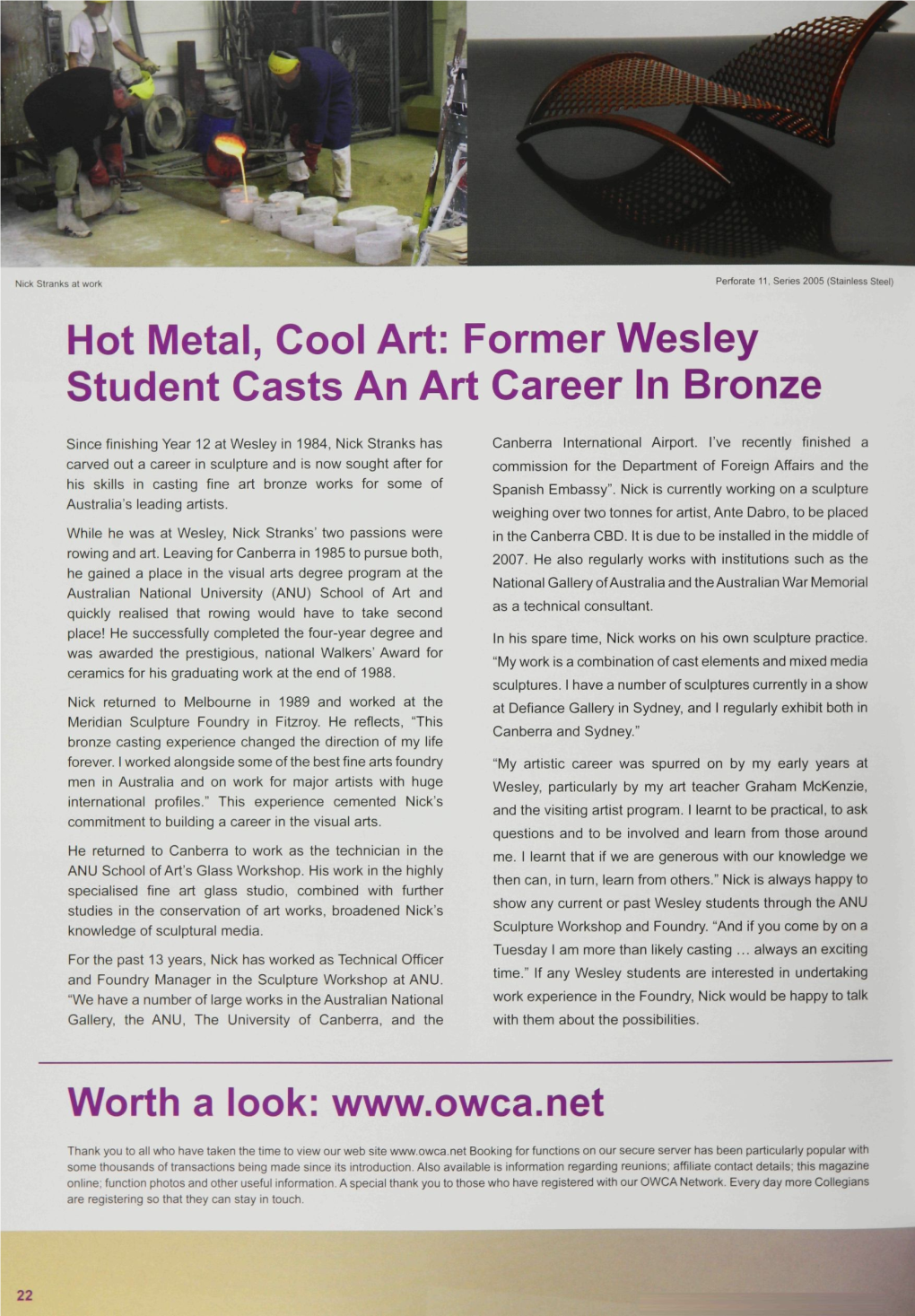Former Wesley Student Casts an Art Career in Bronze Worth a Look
