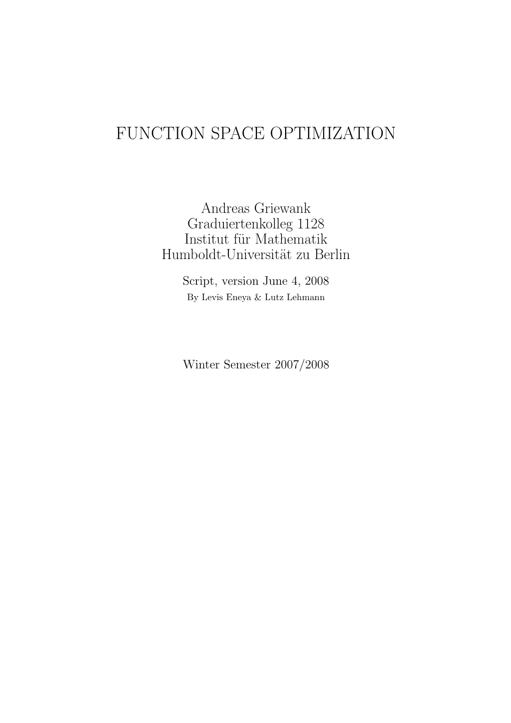Function Space Optimization